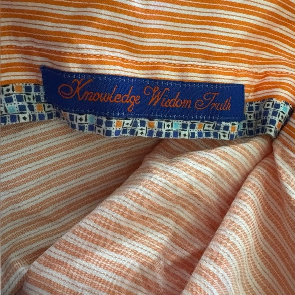 ROBERT GRAHAM Button Front Shirt Men's Orange White Stripes Cotton XL Flip Cuffs - Picture 6 of 9